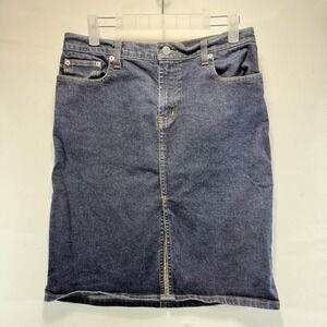 Polo Jeans Co Ralph Lauren Denim Skirt 6 Blue Low Rise Flag Patch Y2K Style